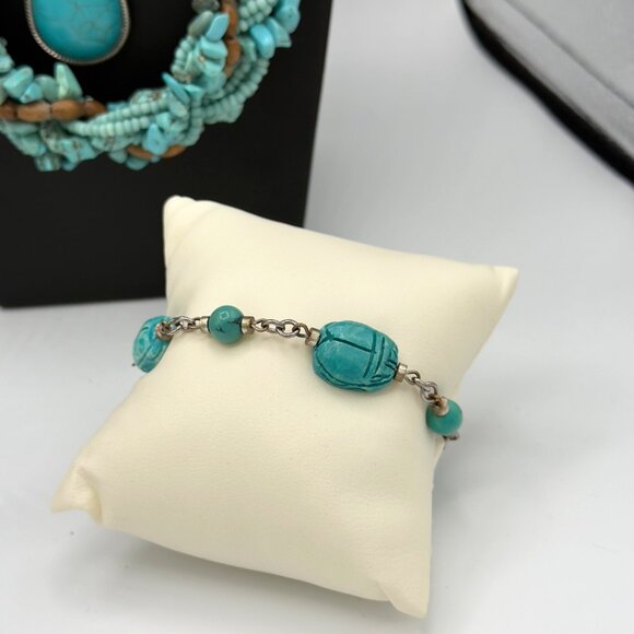 Chico's Costume Jewelry Lot Faux Turquoise Beaded Necklaces Layering Pieces - Picture 4 of 16